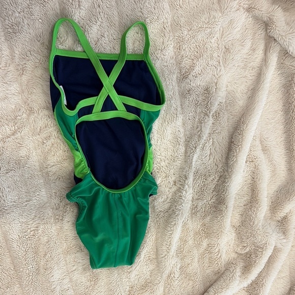 Speedo girls one-piece swimsuit size 22 in navy blue and green - Picture 4 of 8